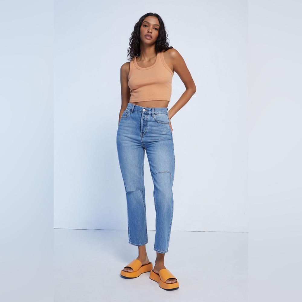 PacSun Eco Medium Blue Ripped High Waisted Straight Leg Jeans